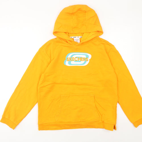 Skechers Womens Yellow Pullover Hoodie Size UK 4 Cotton Logo