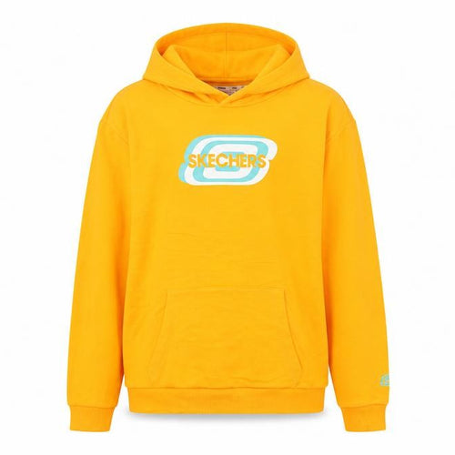 Skechers Womens Yellow Pullover Hoodie Size UK 4 Cotton Logo