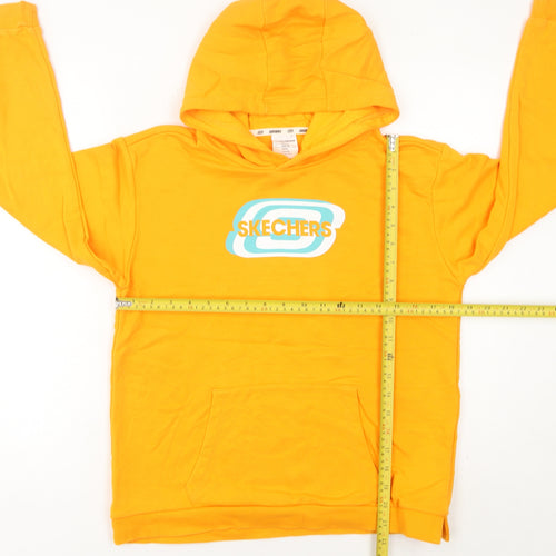 Skechers Womens Yellow Pullover Hoodie Size UK 4 Cotton Logo