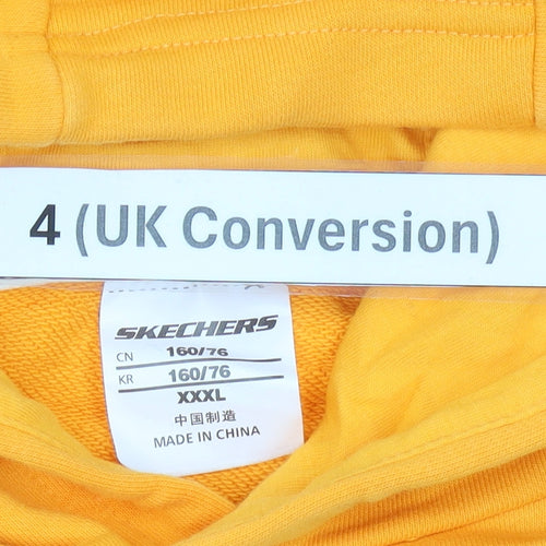 Skechers Womens Yellow Pullover Hoodie Size UK 4 Cotton Logo