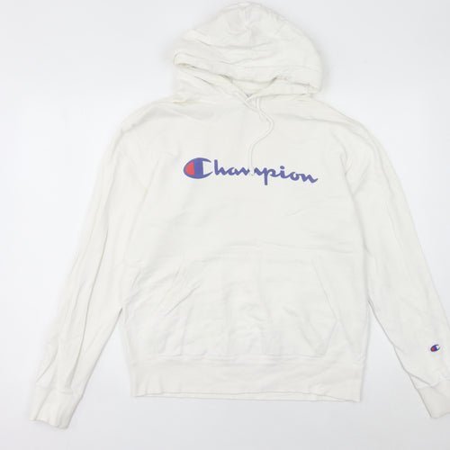 Champion Women’s White Hoodie UK 10 Pullover Logo Athletic Casual