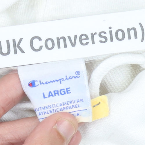 Champion Women’s White Hoodie UK 10 Pullover Logo Athletic Casual