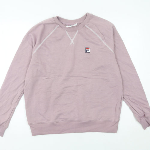 Fila Women’s Pink Logo Sweatshirt UK M Regular Fit Crew Neck
