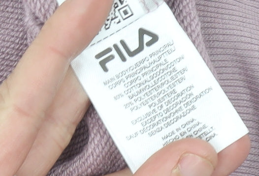 Fila Women’s Pink Logo Sweatshirt UK M Regular Fit Crew Neck