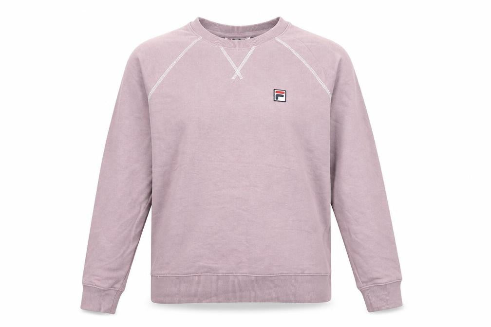 Front view of Fila women’s pink logo sweatshirt medium crew neck pullover