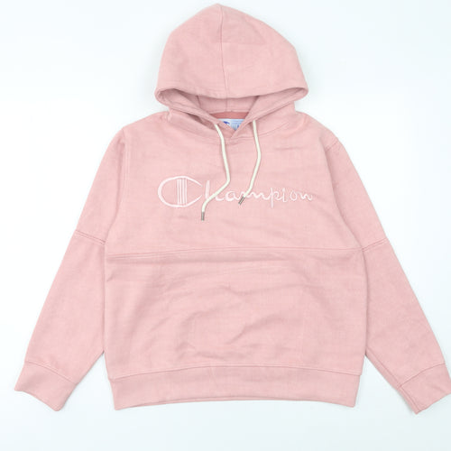 Champion Womens Pink Hoodie Size 10 Logo Pullover Sweatshirt