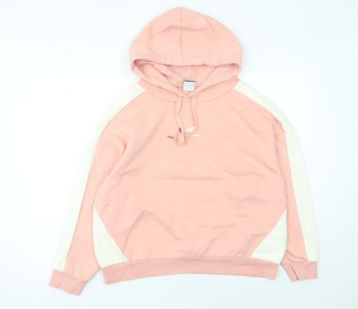 New Balance Womens Pink Hoodie Size 8 Pullover Logo Casual