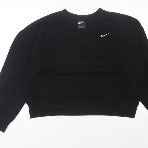 Nike Womens Black Crew Neck Pullover Sweatshirt Size 10