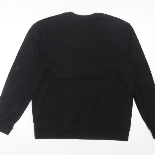 Champion Womens Black Cotton Sweatshirt UK 12 Pullover Logo Jumper