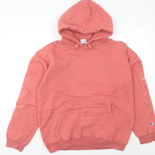 Champion Women’s Pink Hoodie UK 14 Pullover Cotton Logo Casual
