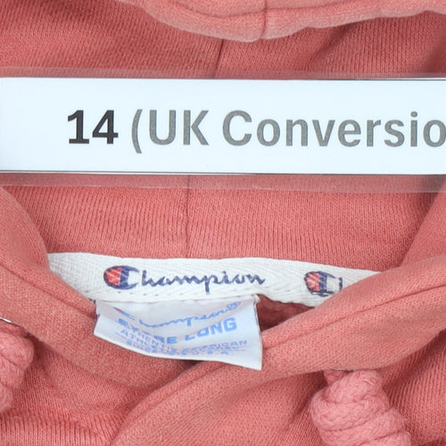 Champion Women’s Pink Hoodie UK 14 Pullover Cotton Logo Casual