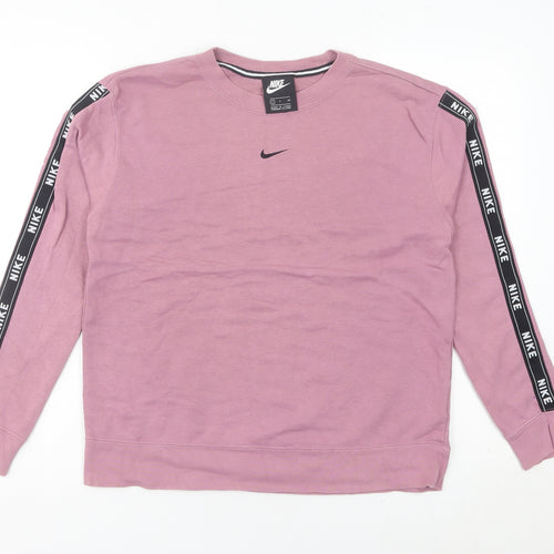 Nike Womens Pink Logo Pullover Sweatshirt Size 6 Small