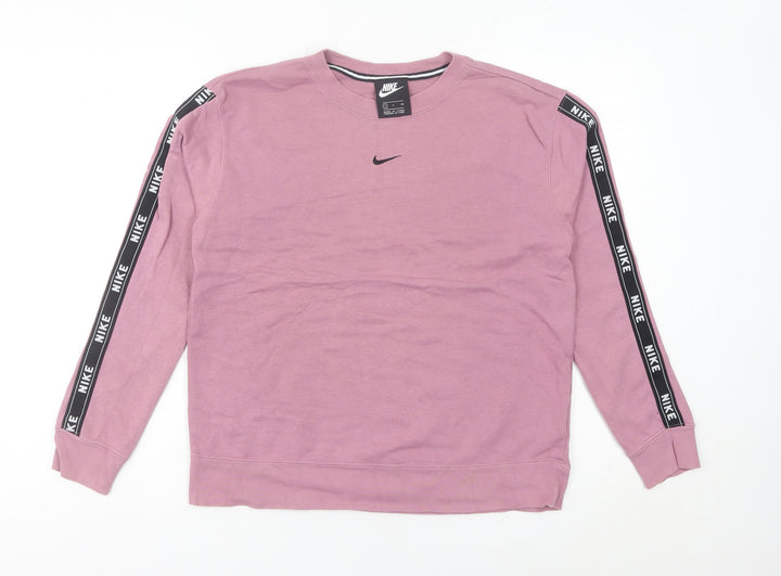 Nike Womens Pink Logo Pullover Sweatshirt Size 6 Small