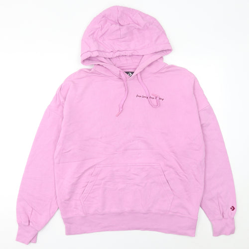 Converse Women’s Pink Hoodie Size 10 Pullover Cotton Logo Casual