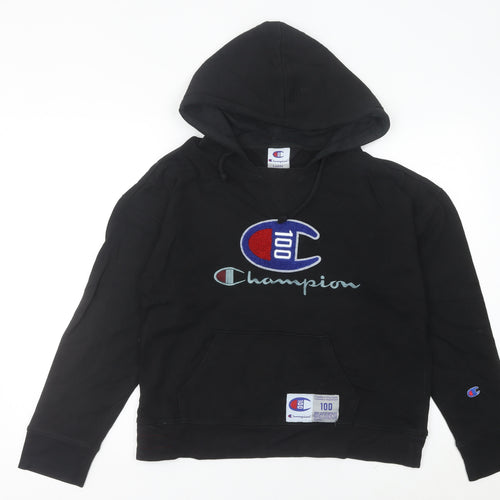 Champion Womens Black Hoodie Size 10 Pullover Embroidered Logo