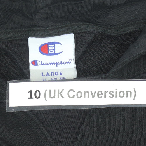 Champion Womens Black Hoodie Size 10 Pullover Embroidered Logo