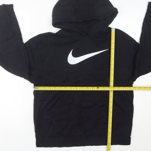 Nike Womens Black Hoodie Size UK 8 Pullover Cotton Blend Logo