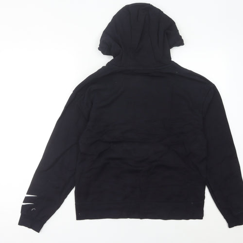 Nike Womens Black Hoodie Size UK 8 Pullover Cotton Blend Logo