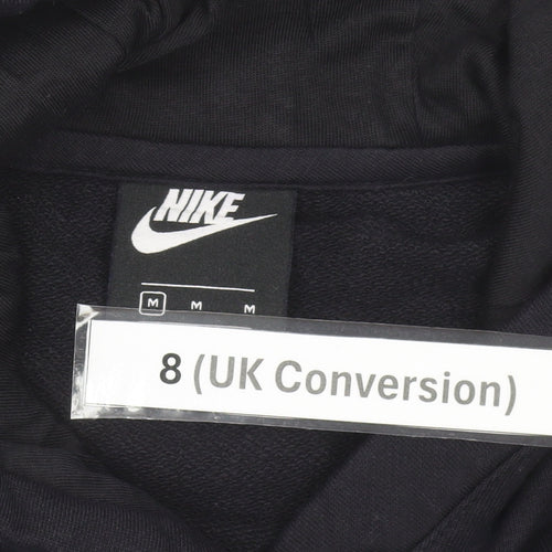 Nike Womens Black Hoodie Size UK 8 Pullover Cotton Blend Logo