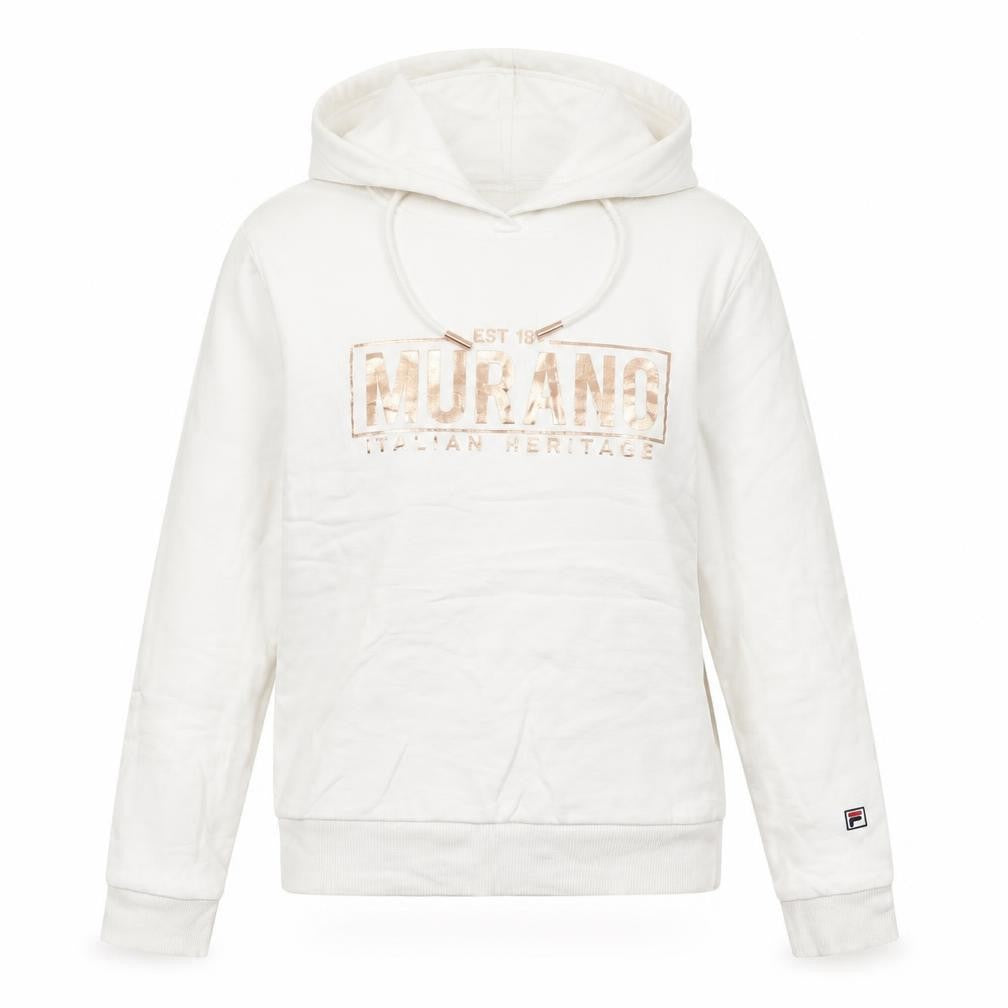 Fila White Line Womens White Hoodie UK 8 Pullover Logo Detail