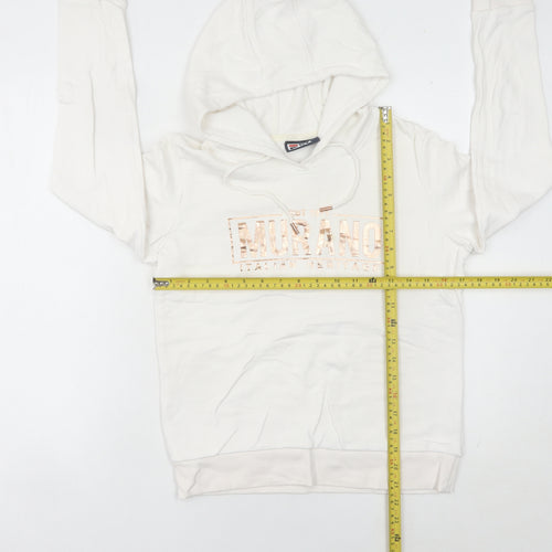 Fila White Line Womens White Hoodie UK 8 Pullover Logo Detail