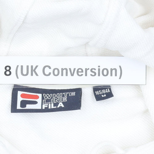 Fila White Line Womens White Hoodie UK 8 Pullover Logo Detail