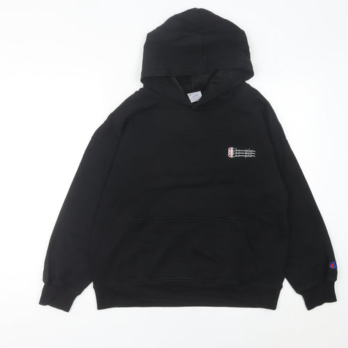 Champion Womens Black Size 10 Pullover Hoodie with Logo