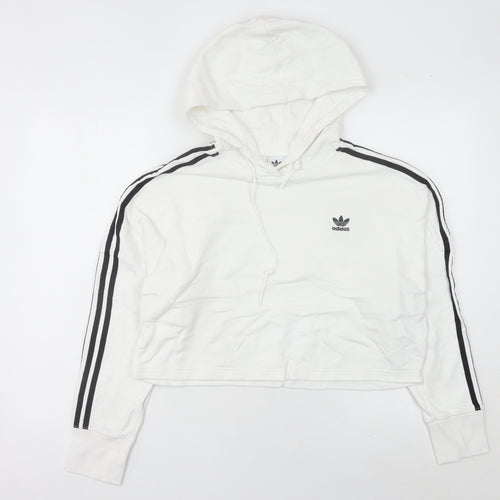 Adidas Women’s White Hoodie UK 8 Pullover Long Sleeve Logo Sportswear