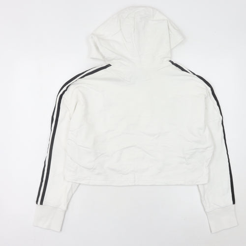 Adidas Women’s White Hoodie UK 8 Pullover Long Sleeve Logo Sportswear