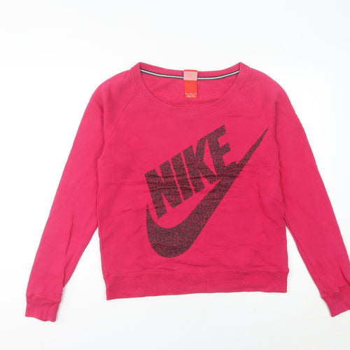 Nike Womens Pink Logo Sweatshirt Size 8 Pullover Long Sleeve
