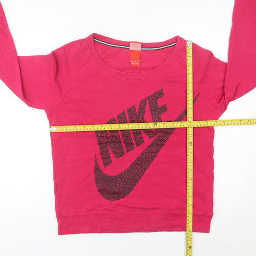 Nike Womens Pink Logo Sweatshirt Size 8 Pullover Long Sleeve
