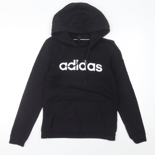 Adidas Womens Black Pullover Hoodie Size 10 Logo Sports Casual
