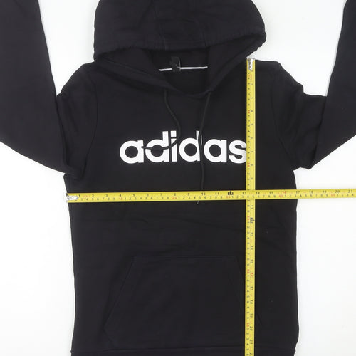 Adidas Womens Black Pullover Hoodie Size 10 Logo Sports Casual