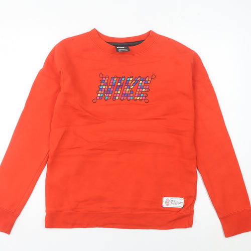 Nike Teens Red Pullover Sweatshirt Size 6 Logo Crew Neck