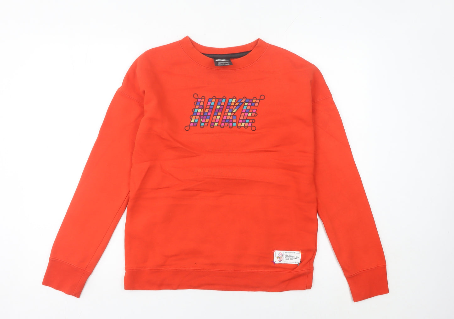 Nike Teens Red Pullover Sweatshirt Size 6 Logo Crew Neck