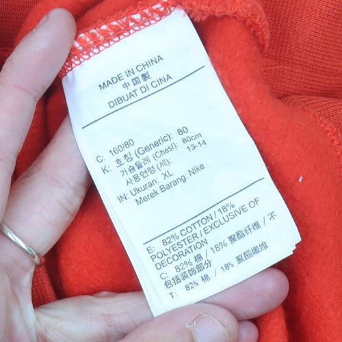 Nike Teens Red Pullover Sweatshirt Size 6 Logo Crew Neck