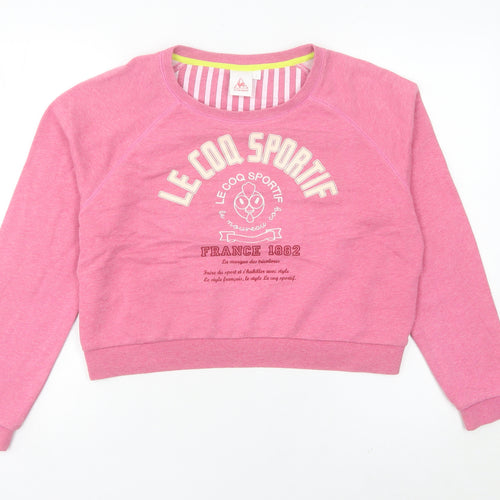 Le Coq Sportif Womens Pink Sweatshirt Size 10 Graphic Print Lined
