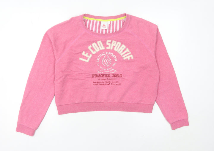 Le Coq Sportif Womens Pink Sweatshirt Size 10 Graphic Print Lined
