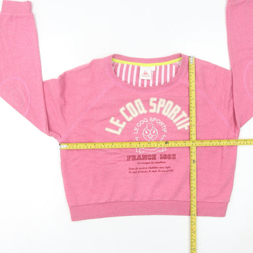 Le Coq Sportif Womens Pink Sweatshirt Size 10 Graphic Print Lined
