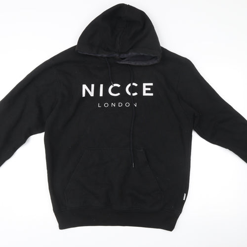 NICCE London Mens Black Pullover Hoodie Size L Graphic Logo