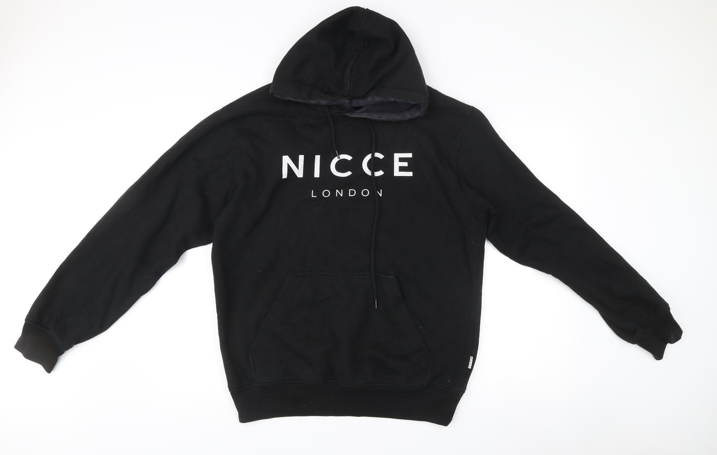 NICCE London Mens Black Pullover Hoodie Size L Graphic Logo