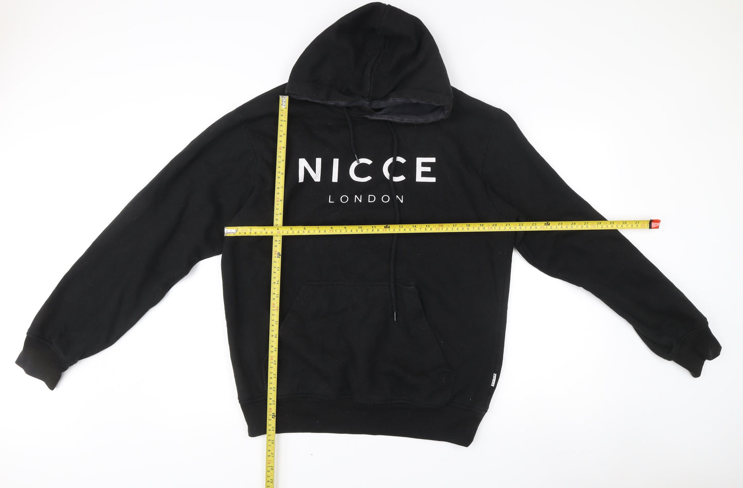 NICCE London Mens Black Pullover Hoodie Size L Graphic Logo