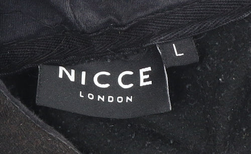 NICCE London Mens Black Pullover Hoodie Size L Graphic Logo
