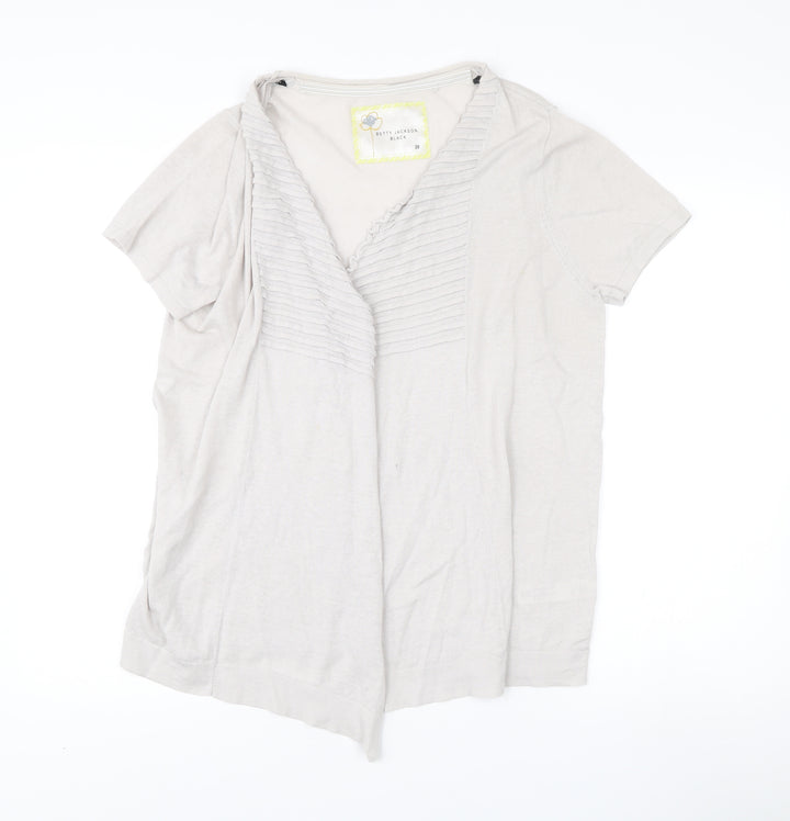 Betty Jackson Black Womens Beige Size 20 Cardigan Linen Cotton V-Neck