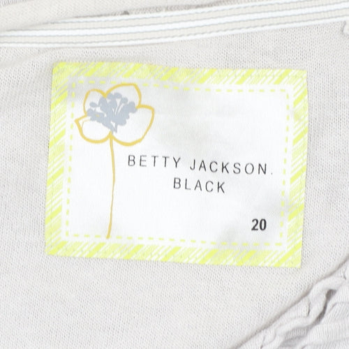 Betty Jackson Black Womens Beige Size 20 Cardigan Linen Cotton V-Neck