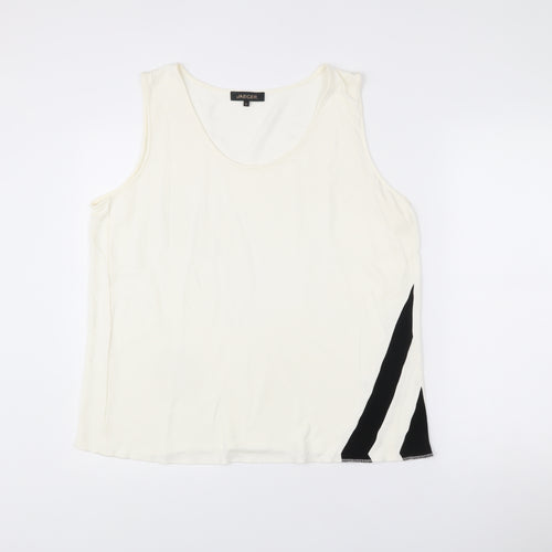 Jaeger Womens Ivory XL Sleeveless Tank Top Scoop Neck Viscose