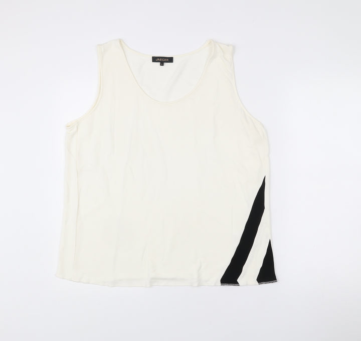 Jaeger Womens Ivory XL Sleeveless Tank Top Scoop Neck Viscose
