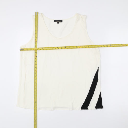 Jaeger Womens Ivory XL Sleeveless Tank Top Scoop Neck Viscose
