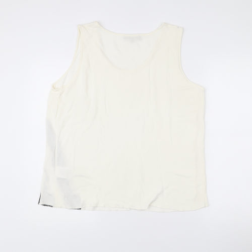 Jaeger Womens Ivory XL Sleeveless Tank Top Scoop Neck Viscose