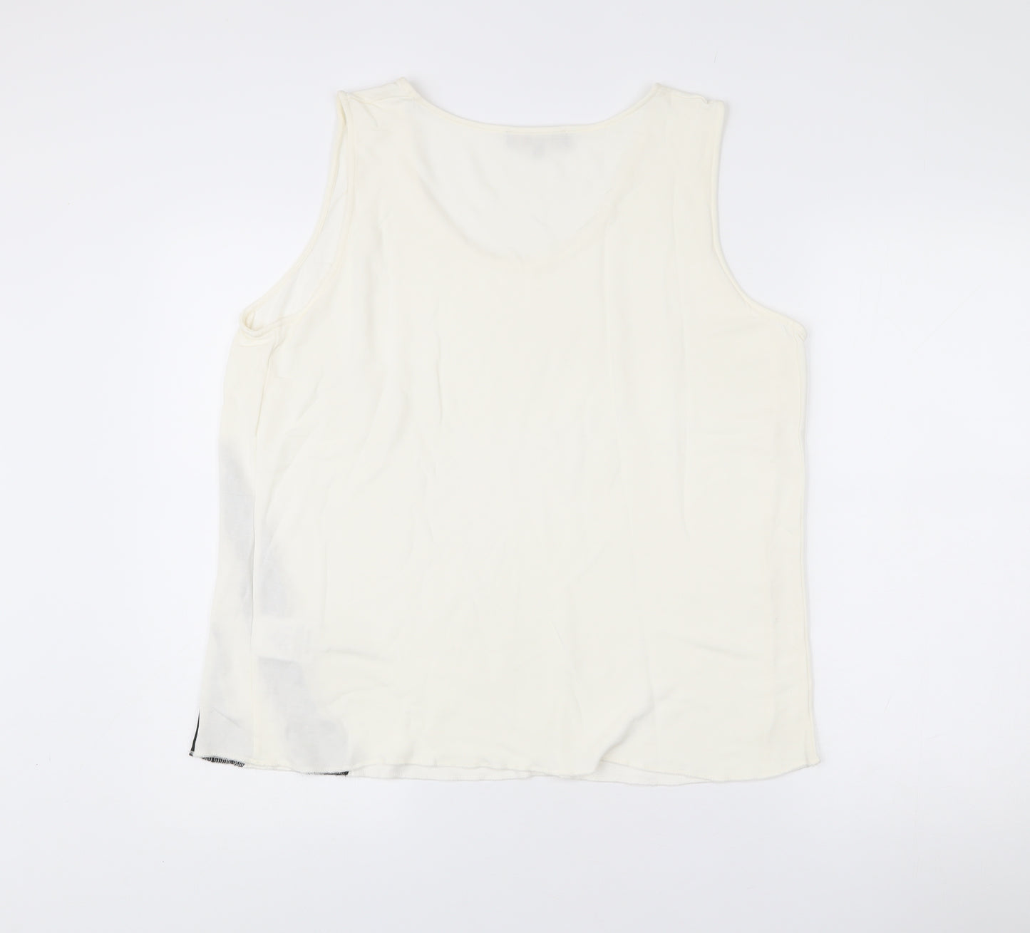 Jaeger Womens Ivory XL Sleeveless Tank Top Scoop Neck Viscose